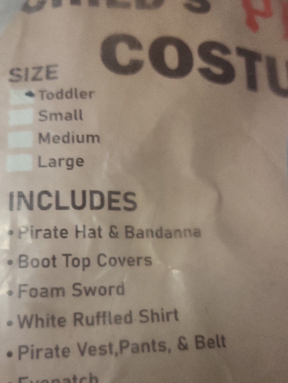 Kids Pirate Costume - Black and Red - Picture 7 of 9